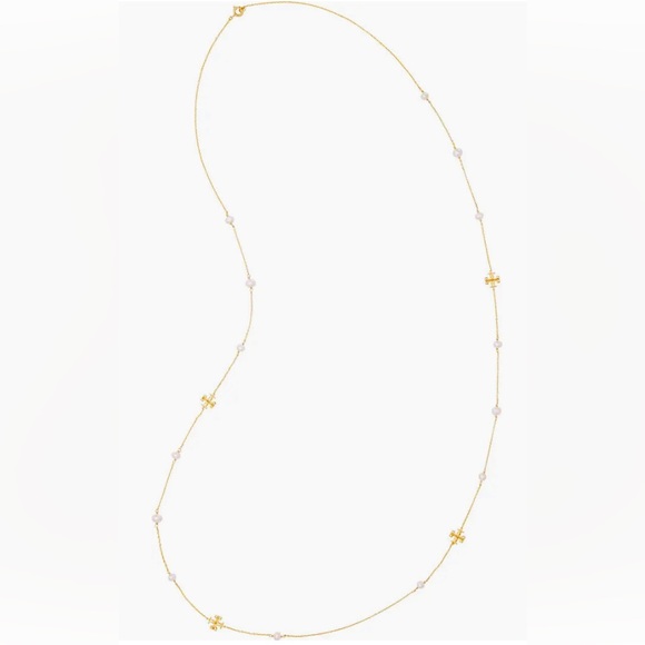 TORY BURCH KIRA PEARL DELICATE LONG NECKLACE